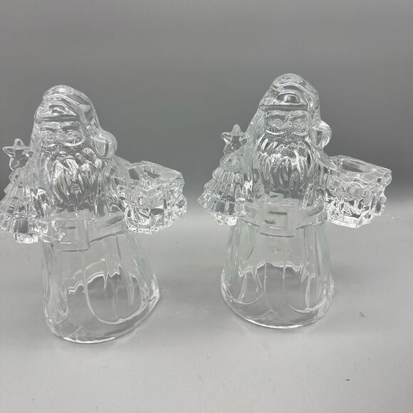 Vintage Imperial 24% lead crystal Santa Clause candlesticks - Picture 10 of 12